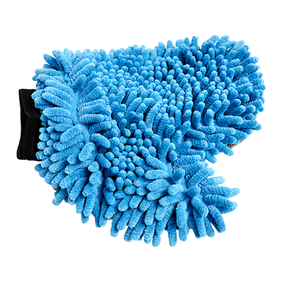 Image de Gant de lavage réversible en chenille - Bleu