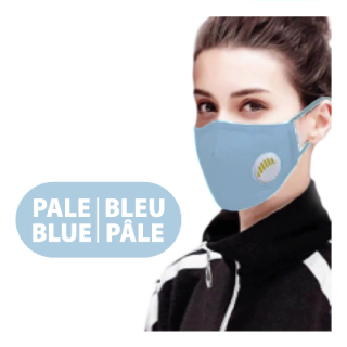 Picture of Reusable face mask with valve and filter - Light blue  